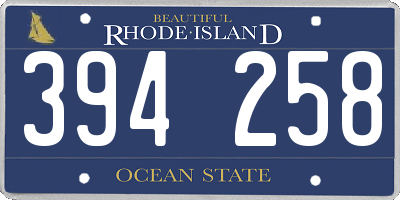 RI license plate 394258