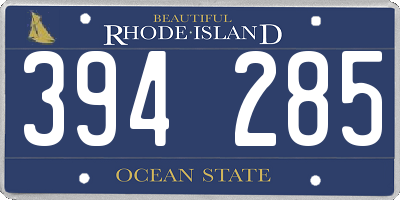 RI license plate 394285