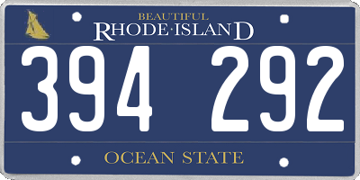 RI license plate 394292