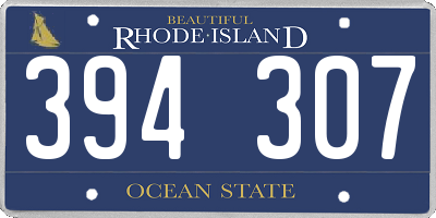 RI license plate 394307