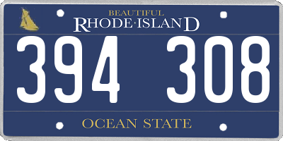 RI license plate 394308