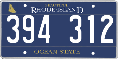 RI license plate 394312