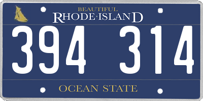 RI license plate 394314