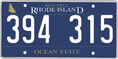 RI license plate 394315