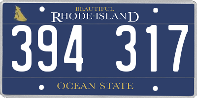 RI license plate 394317