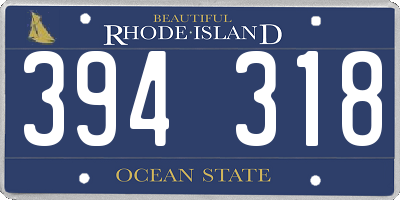 RI license plate 394318