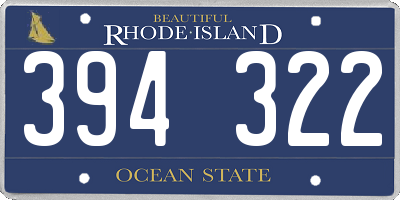 RI license plate 394322