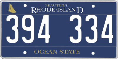 RI license plate 394334
