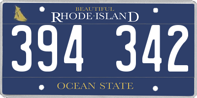 RI license plate 394342