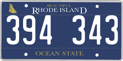 RI license plate 394343