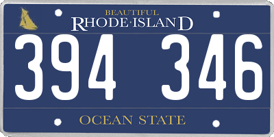 RI license plate 394346