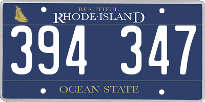 RI license plate 394347