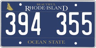 RI license plate 394355