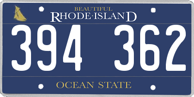RI license plate 394362