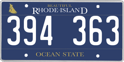 RI license plate 394363