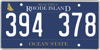 RI license plate 394378