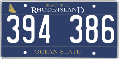 RI license plate 394386