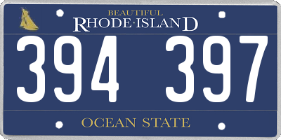 RI license plate 394397