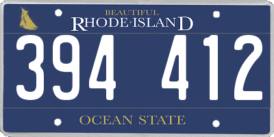 RI license plate 394412