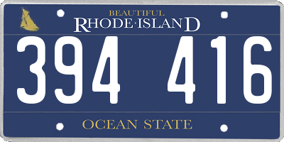 RI license plate 394416