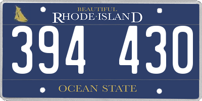 RI license plate 394430