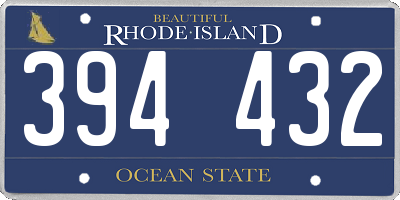 RI license plate 394432