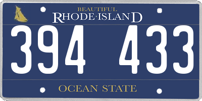 RI license plate 394433
