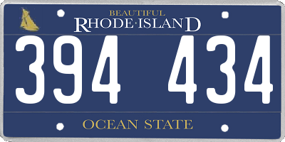 RI license plate 394434