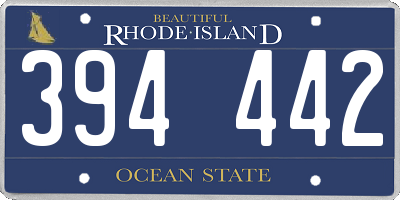 RI license plate 394442