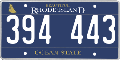 RI license plate 394443