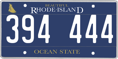 RI license plate 394444