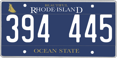 RI license plate 394445