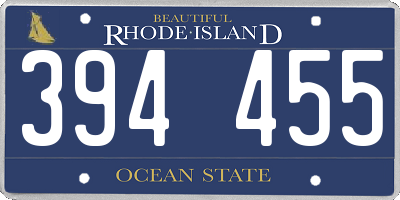 RI license plate 394455