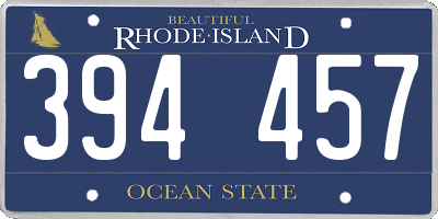 RI license plate 394457