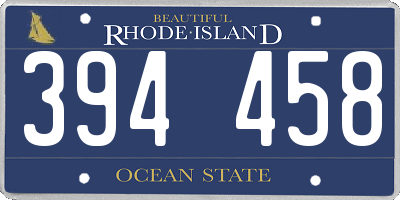 RI license plate 394458
