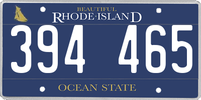 RI license plate 394465