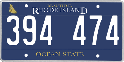 RI license plate 394474