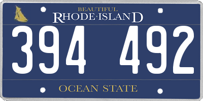 RI license plate 394492