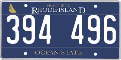 RI license plate 394496