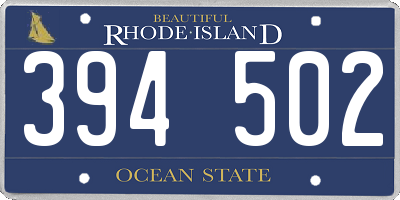 RI license plate 394502