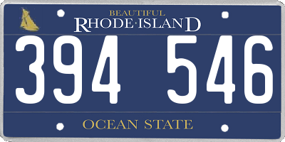 RI license plate 394546