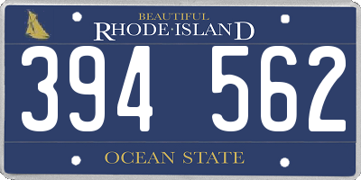 RI license plate 394562