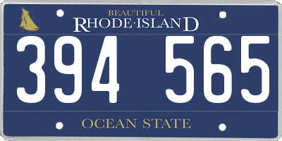 RI license plate 394565