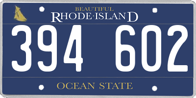 RI license plate 394602