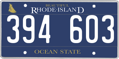 RI license plate 394603