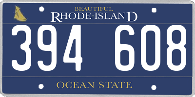 RI license plate 394608