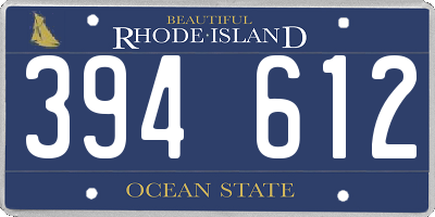 RI license plate 394612