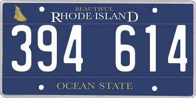 RI license plate 394614