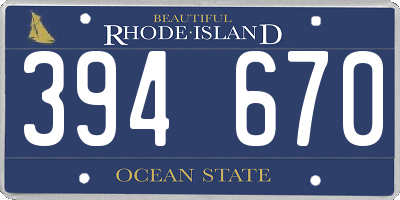 RI license plate 394670