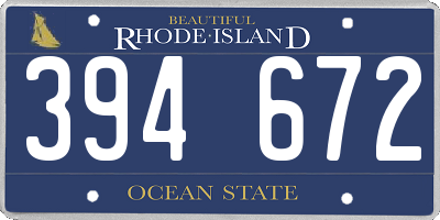 RI license plate 394672